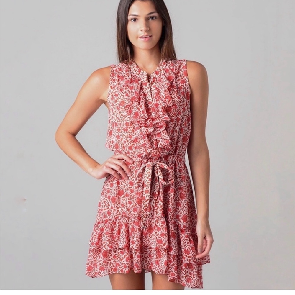 Misa Los Angeles Red and White
Ruffled Dress